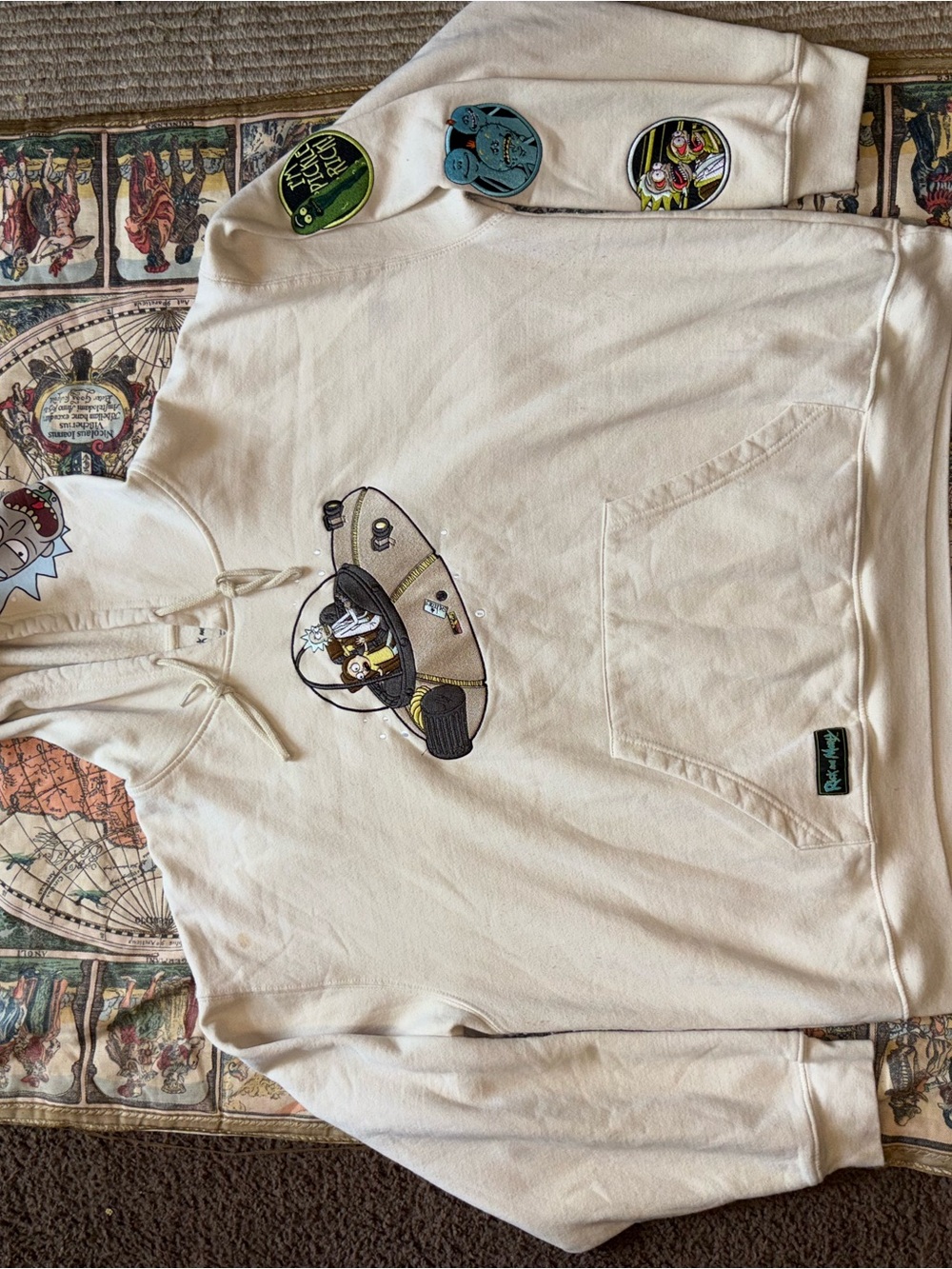 Cream Pullover Hoodie with Character Graphic